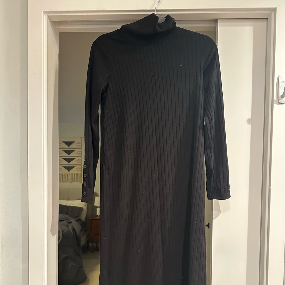 Hatch Nines - Maternity Elegant Black Turtleneck Dress